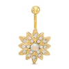 Thumbnail Image 1 of 014 Gauge 5mm Iridescent and White Cubic Zirconia Flower Belly Button Ring in Stainless Steel with Yellow IP
