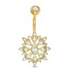 014 Gauge Cubic Zirconia Sunburst Belly Button Ring in Stainless Steel with Yellow IP