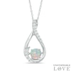 Thumbnail Image 1 of 5mm Lab-Created Opal and White Sapphire Teardrop Pendant in Sterling Silver
