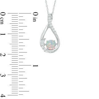 5mm Lab-Created Opal and White Sapphire Teardrop Pendant in Sterling Silver