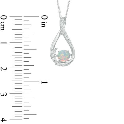 5mm Lab-Created Opal and White Sapphire Teardrop Pendant in Sterling Silver