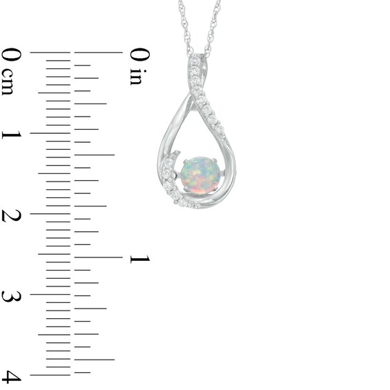 5mm Lab-Created Opal and White Sapphire Teardrop Pendant in Sterling Silver