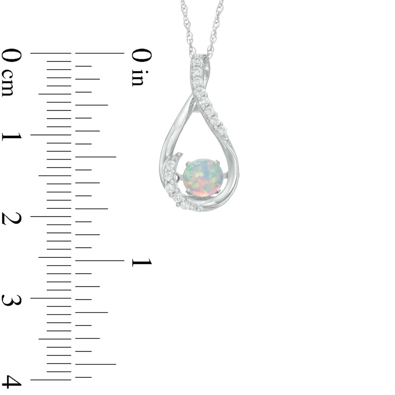 5mm Lab-Created Opal and White Sapphire Teardrop Pendant in Sterling Silver