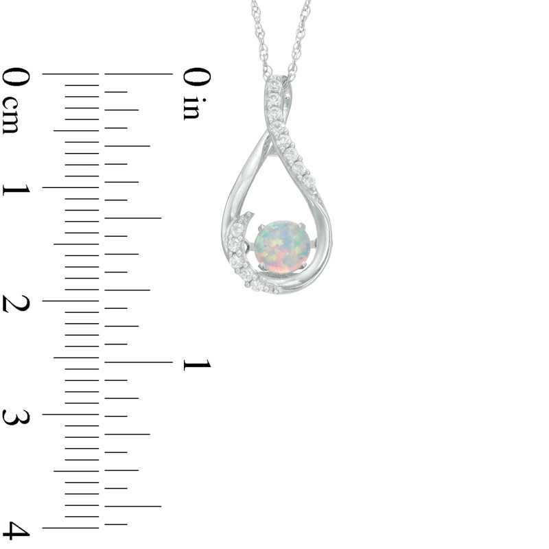 Main Image 2 of 5mm Lab-Created Opal and White Sapphire Teardrop Pendant in Sterling Silver