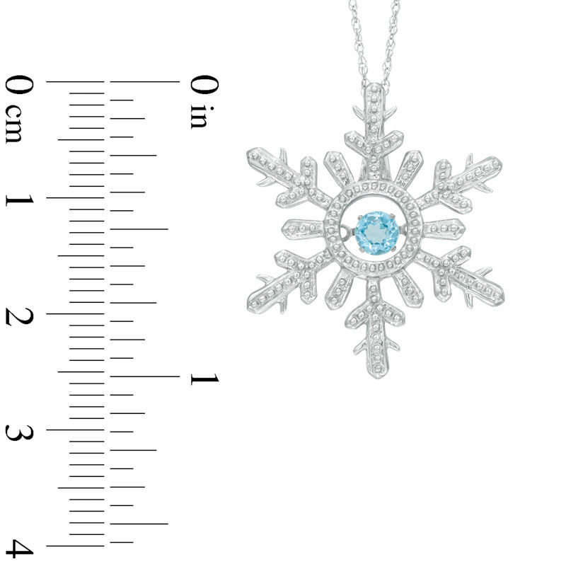 Main Image 2 of 4mm Swiss Blue Topaz Snowflake Pendant in Sterling Silver