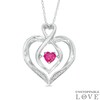 Thumbnail Image 1 of 4mm Lab-Created Ruby and White Sapphire Infinity Heart Pendant in Sterling Silver