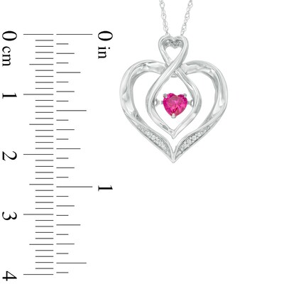 4mm Lab-Created Ruby and White Sapphire Infinity Heart Pendant in Sterling Silver