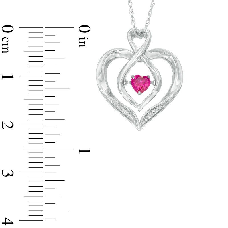 Main Image 2 of 4mm Lab-Created Ruby and White Sapphire Infinity Heart Pendant in Sterling Silver
