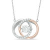 Thumbnail Image 1 of 5mm Lab-Created White Sapphire Circles Necklace in Sterling Silver with 14K Rose Gold Plate