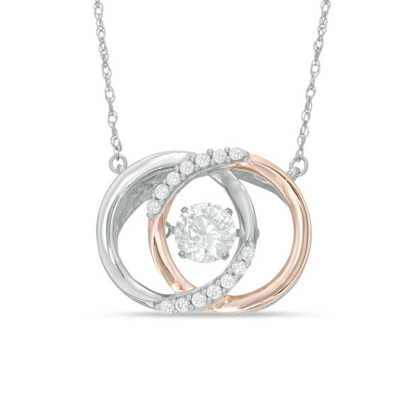 5mm Lab-Created White Sapphire Circles Necklace in Sterling Silver with 14K Rose Gold Plate