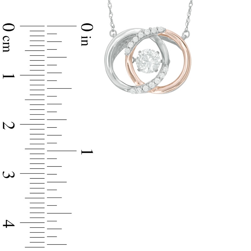 Main Image 2 of 5mm Lab-Created White Sapphire Circles Necklace in Sterling Silver with 14K Rose Gold Plate