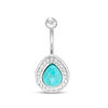 Thumbnail Image 1 of 014 Gauge Pear-Shaped Simulated Turquoise and Cubic Zirconia Frame Belly Button Ring in Stainless Steel