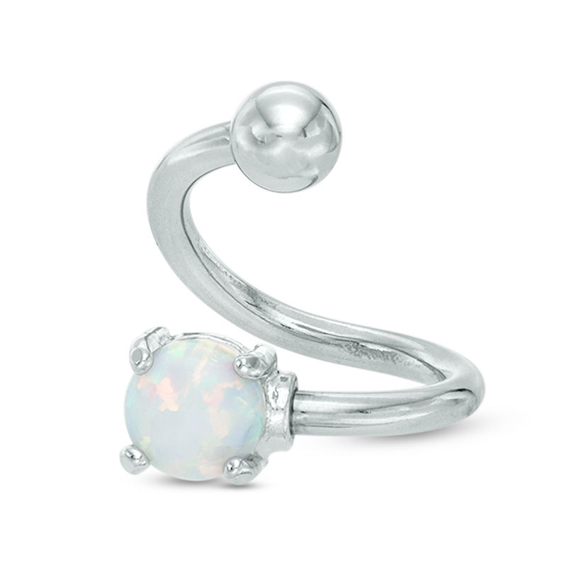 Main Image 1 of 014 Gauge Synthetic Opal Twisted Barbell in Stainless Steel