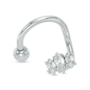 014 Gauge Marquise Cubic Zirconia Three Stone Twisted Barbell in Stainless Steel