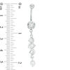 014 Gauge Cubic Zirconia Cascading Dangle Curved Belly Button Ring in Stainless Steel