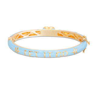 Child's ©Disney Elsa and Anna "LET IT GO" Enamel Bangle in Brass with 18K Gold Plate - 6"