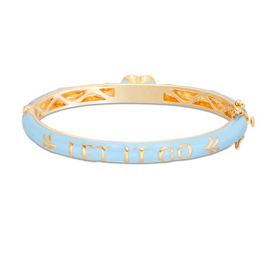 Child's ©Disney Elsa and Anna "LET IT GO" Enamel Bangle in Brass with 18K Gold Plate - 6"