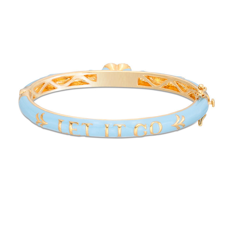 Child's ©Disney Elsa and Anna "LET IT GO" Enamel Bangle in Brass with 18K Gold Plate - 6"