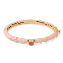 Child's ©Disney Minnie Mouse and Heart Enamel Bangle in Brass with 18K Gold Plate - 6&quot;