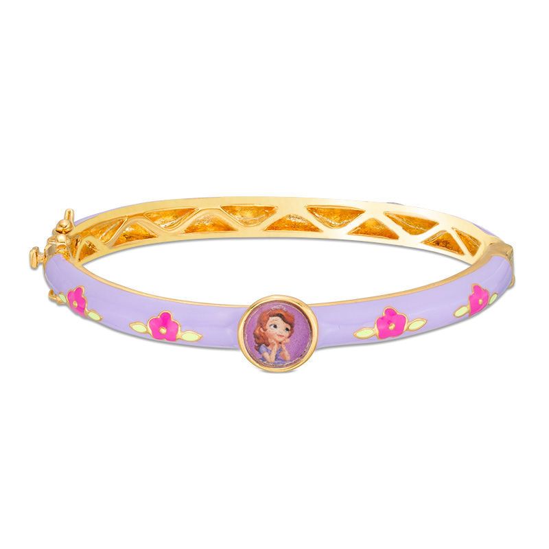 Main Image 2 of Child's ©Disney Princess Sofia Multi-Color Enamel Bangle in Brass with 18K Gold Plate - 6"
