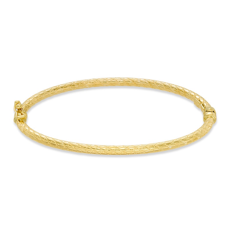 Made in Italy 3mm Hammered Bangle in 10K Gold