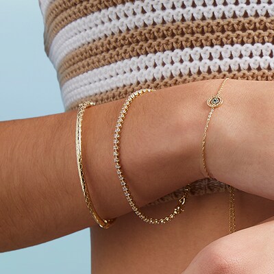Made in Italy 3mm Hammered Bangle in 10K Gold