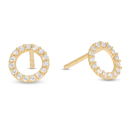 Cubic Zirconia Circle Stud Earrings in 10K Gold