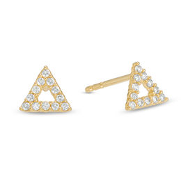 Cubic Zirconia Triangle Stud Earrings in 10K Gold