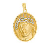 Thumbnail Image 0 of Jesus with Crown of Thorns Diamond-Cut Oval Two-Tone Necklace Charm in 10K Gold