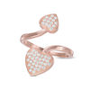 Thumbnail Image 0 of Cubic Zirconia Heart Bypass Ring in Sterling Silver with 14K Rose Gold Plate - Size 7