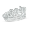 Thumbnail Image 1 of Cubic Zirconia Triple Heart Stack Ring Set in Sterling Silver - Size 7