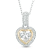 Thumbnail Image 0 of 6mm Heart-Shaped Cubic Zirconia Frame Pendant in Sterling Silver with 18K Gold Plate