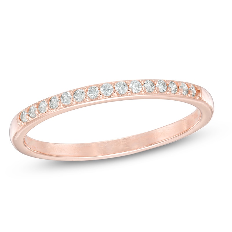Main Image 1 of Cubic Zirconia Stackable Band in Sterling Silver with 18K Rose Gold Plating - Size 7