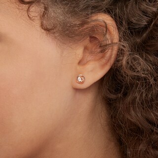 Cubic Zirconia Love Knot Stud Earrings in 14K Rose Gold