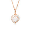 Thumbnail Image 0 of 5mm Heart-Shaped Cubic Zirconia Frame Pendant in 14K Semi-Solid Rose Gold - 17"