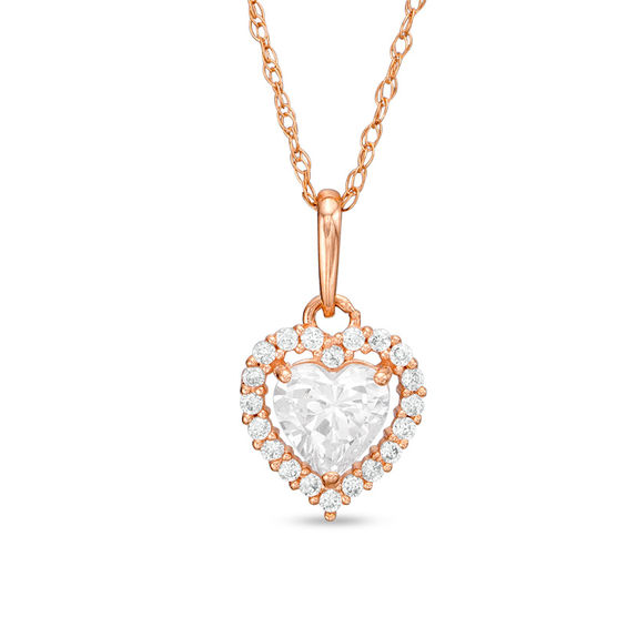 5mm Heart Shaped Cubic Zirconia Frame Pendant In 14k Rose Gold 17 Banter - Heart Shaped Pendant With Photos In It