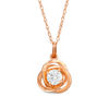 Thumbnail Image 1 of 4mm Cubic Zirconia Solitaire Love Knot Pendant in 14K Rose Gold - 17"