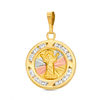 Thumbnail Image 1 of Divino Niño Diamond-Cut Medallion Necklace Charm in 10K Tri-Tone Gold with Cubic Zirconia