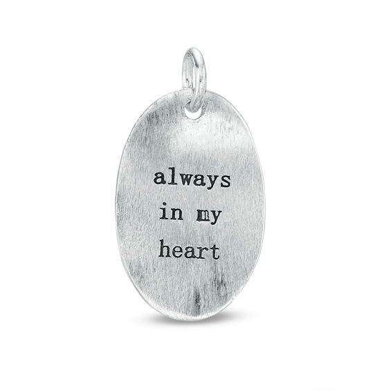 Flat Oval "always in my heart" Bracelet Charm in Sterling Silver