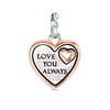 Thumbnail Image 1 of "LOVE YOU ALWAYS" Heart Bracelet Charm in Sterling Silver and 14K Rose Gold Plate