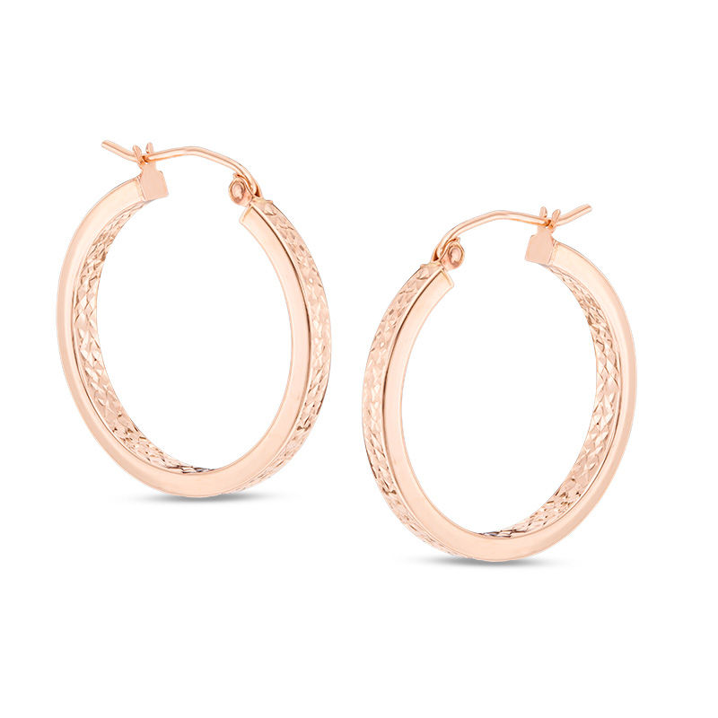 25mm Diamond-Cut Inside-Out Hoop Earrings in 14K Rose Gold