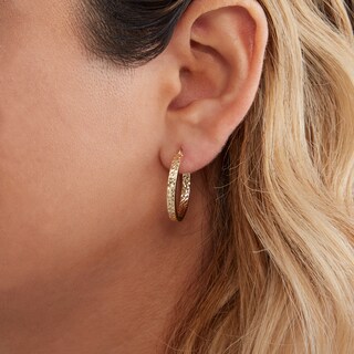 14K Hollow Gold Diamond-Cut Inside-Out Hoops