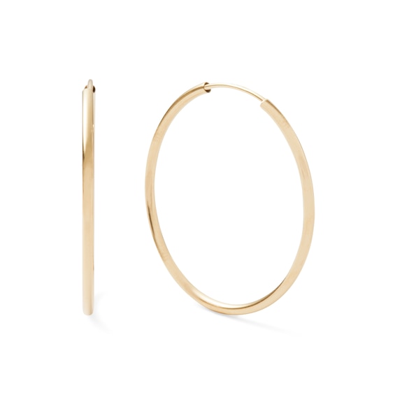 30mm Hoop Earrings in 14K Tube Hollow Gold