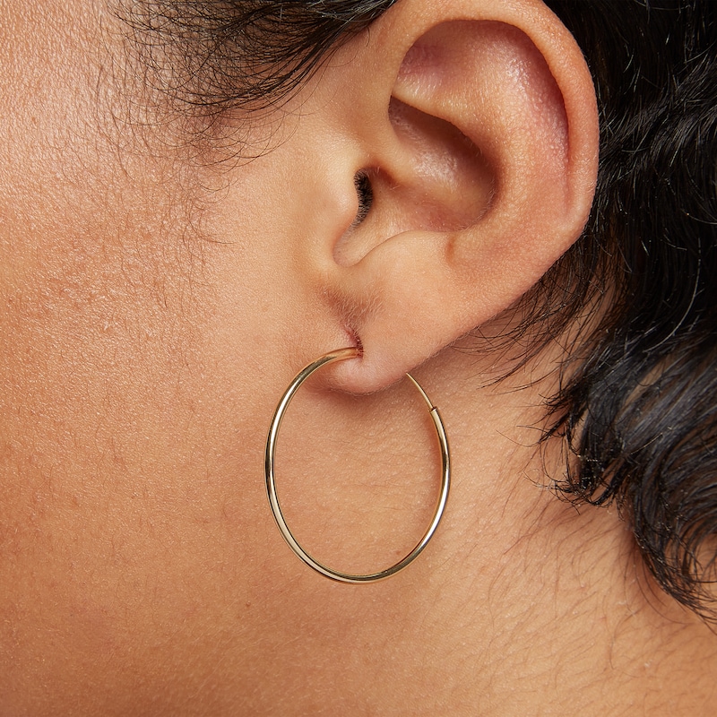 Main Image 3 of 30mm Hoop Earrings in 14K Tube Hollow Gold