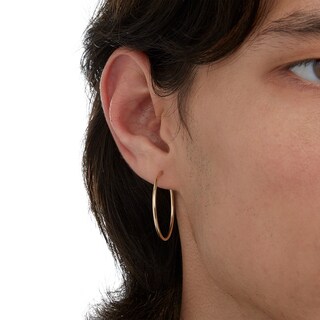 30mm Hoop Earrings in 14K Tube Hollow Gold
