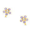 Child's and White Crystal Flower Stud Earrings in 14K Gold