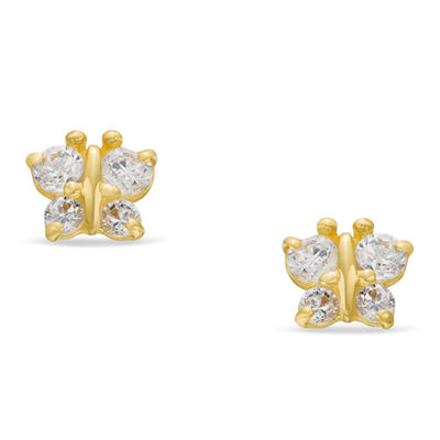 Child's Cubic Zirconia Butterfly Stud Earrings in 14K Gold