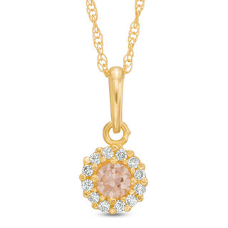 Child's 3mm and White Cubic Zirconia Frame Pendant in 10K Gold