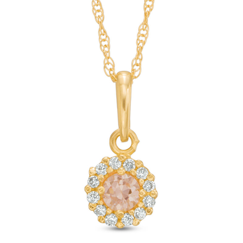 Child's 3mm and White Cubic Zirconia Frame Pendant in 10K Gold