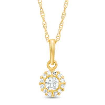 Child's 3mm Cubic Zirconia Frame Pendant in 10K Gold - 13"